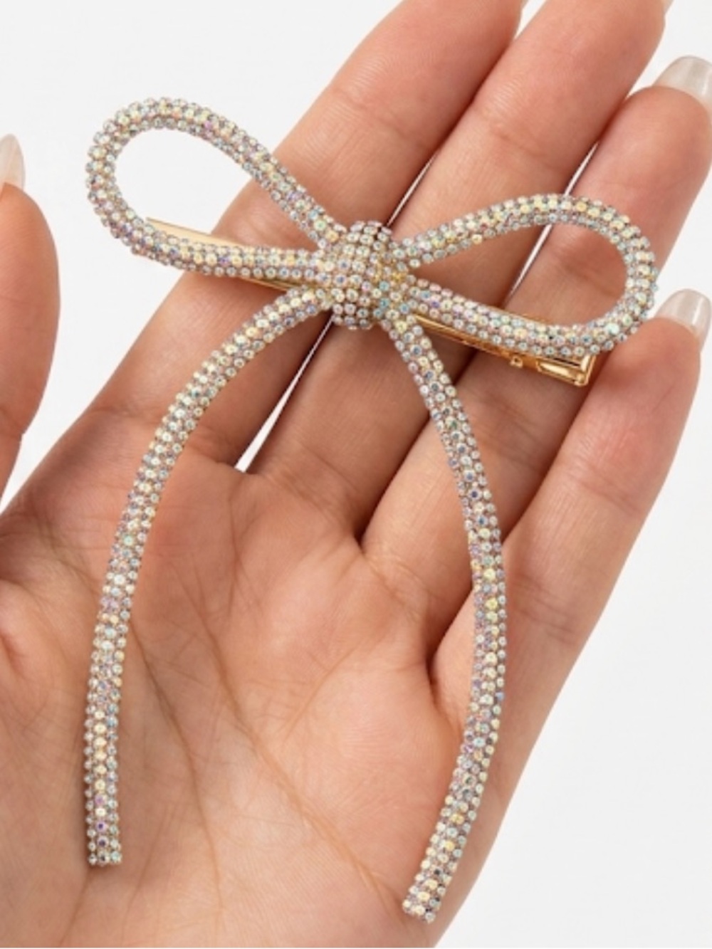 New Silver Rhinestone Bow Brooch Pin Coquette Ribbon Crystal Aesthetic Jewelry